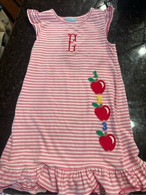 Classic Whimsy school stripe dress E monogram size 5T